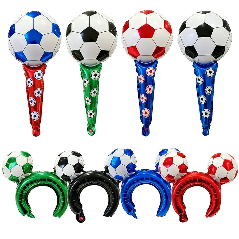 ⚽🏆 50pcs 2026 World Cup Party Set 4 Soccer Headbands 4 Cheer Sticks 🎉🎈 Foil Balloons Photo Backdrop