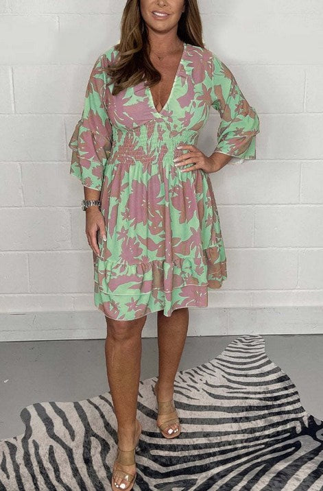 👗Nouveautés 2024👗Robe décontractée élégante pour femme, col en V et taille élastique