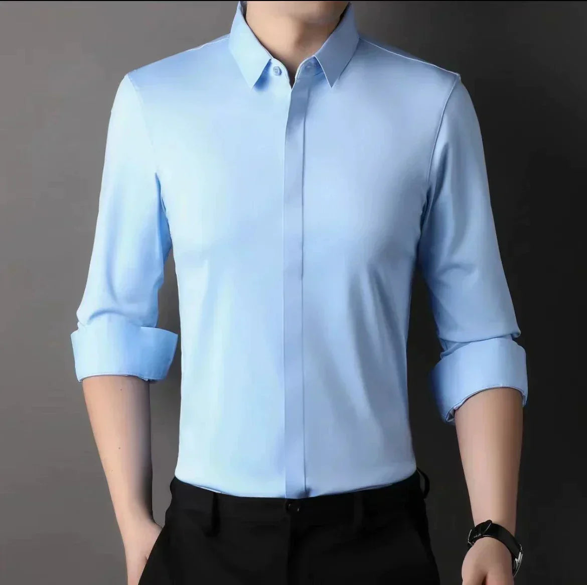 🔥Vente flash 2025🔥Chemise à boutons infroissable pour homme