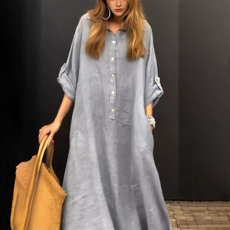🔥52% OFF💕🦋Summery maxi dress made from a cotton-linen blend👚