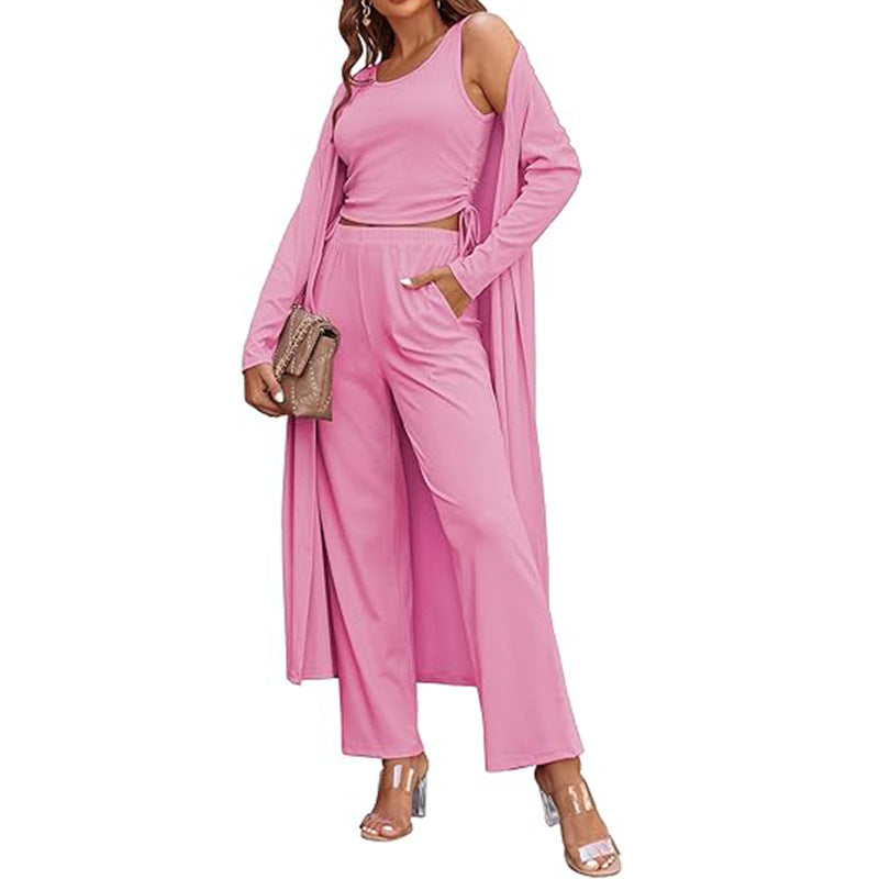 🍁Nuove uscite autunnali🍁Completo casual da donna a tre pezzi in tinta unita
