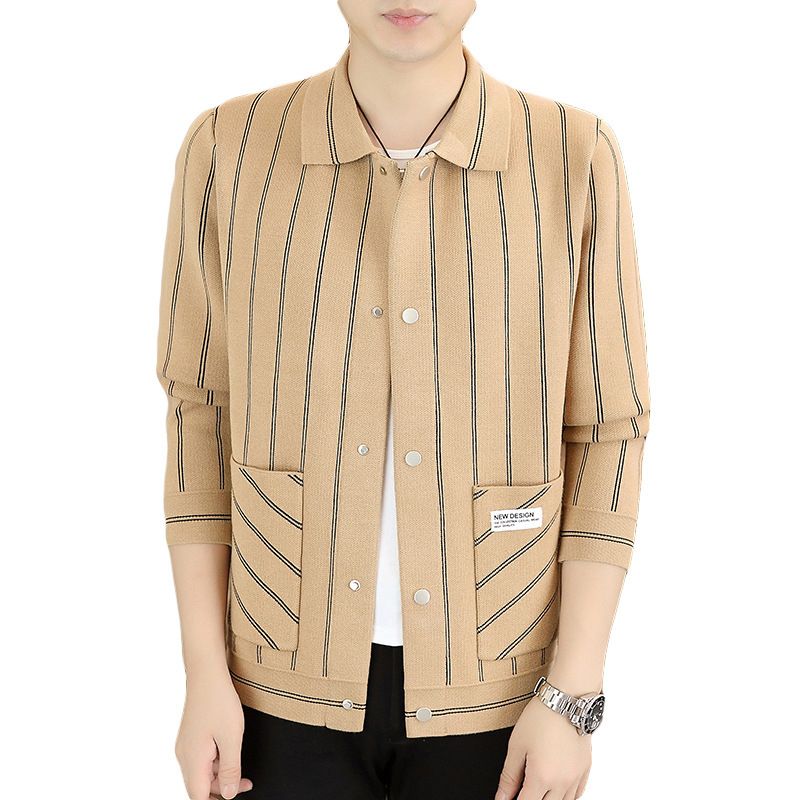 ✨New Arrival✨Men's Casual Striped Knitted Lapel Jacket
