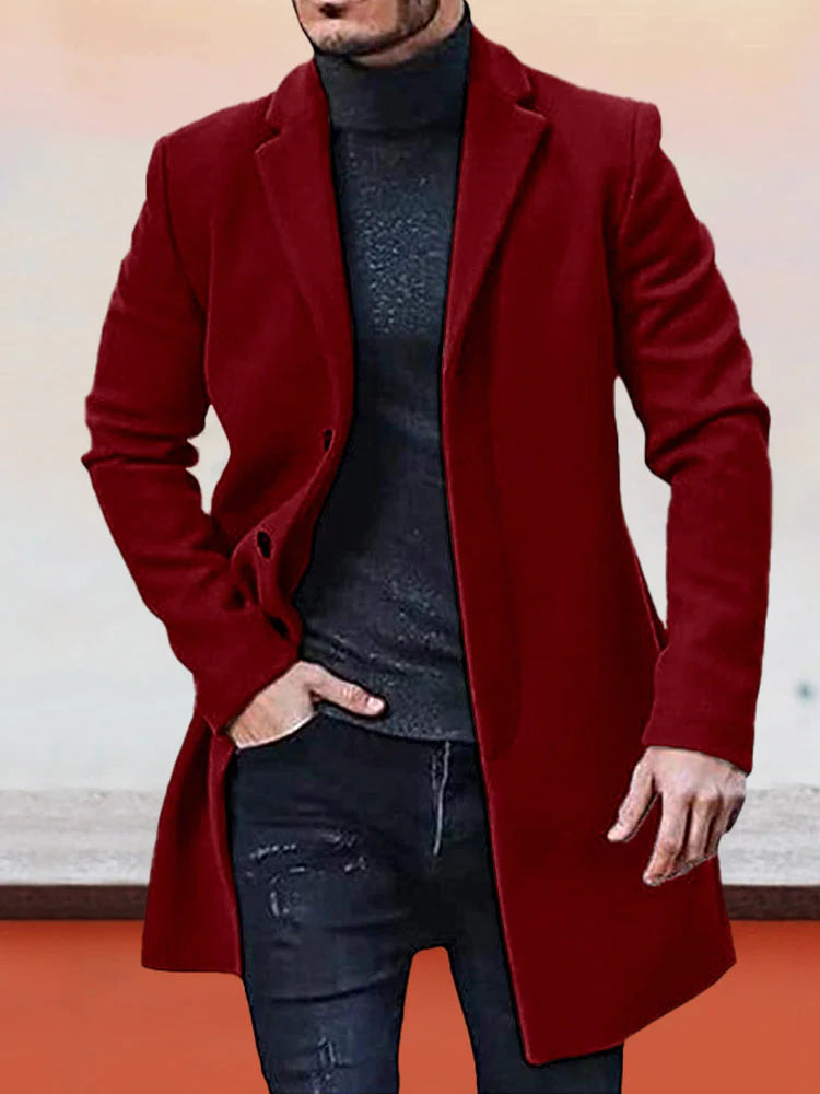 🍂 Timeless Warmth | Men's Wool-Blend Single-Breasted Notch-Lapel Coat