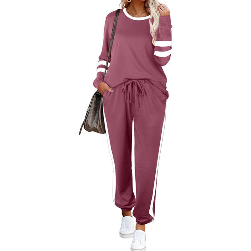 đ„Hot Sale 54% OFFđ„Womenâs 2-Piece Crewneck Color-Block Sweatsuit