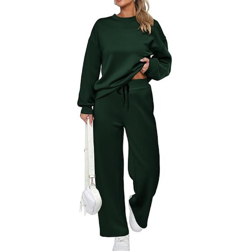 ✨Recién llegado✨Conjunto de dos piezas: top de cuello redondo y pantalón con cordón ajustable.