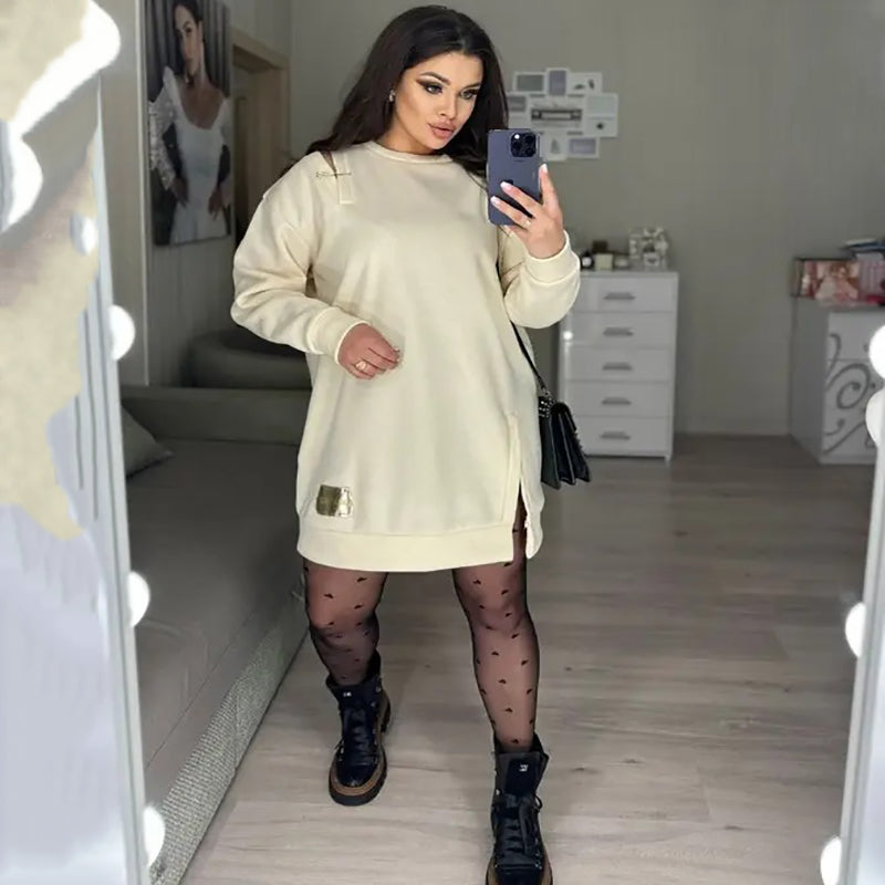 🌷50% de descuento por tiempo limitado💞Vestido sudadera elegante con aberturas para mujer