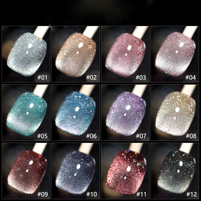 Vernis à ongles œil de chat diamant laser 🔥【25,99 $ - 12 couleurs à emporter】