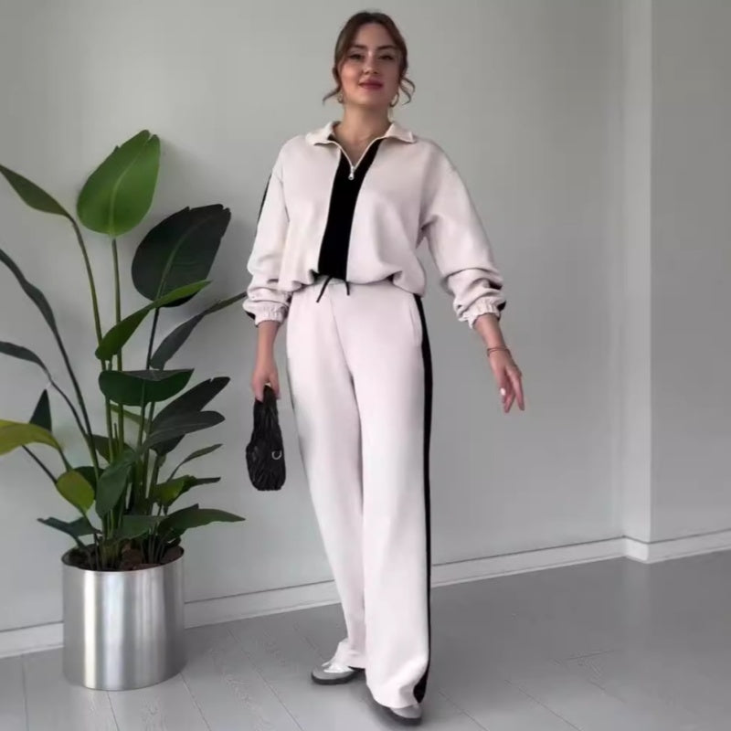 🔥🖤Early Black Friday Sale:50% OFF🔥Women’s Zipper Lapel Tops & Pants 2-Piece Set