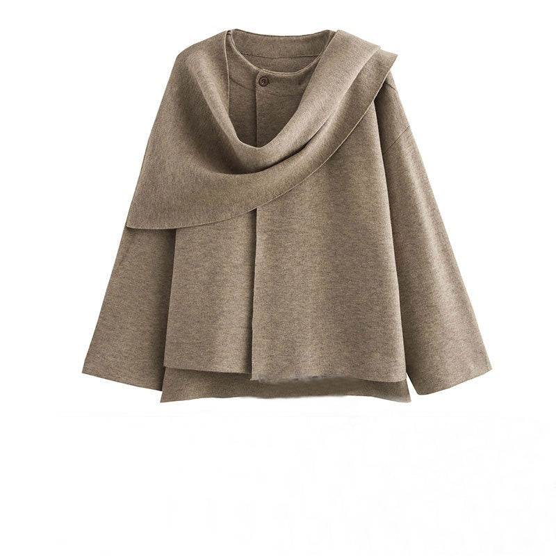🔥🖤Free Shipping--Early Black Friday Sale:52% OFF🔥Asymmetrical Short Women's Jacket with Scarf