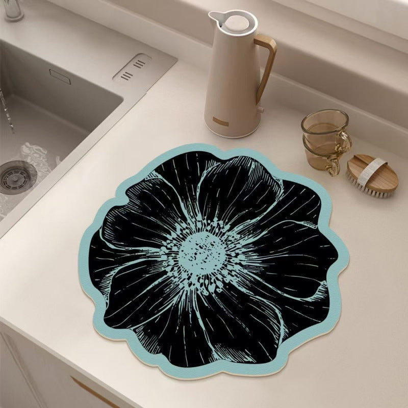 💥Flower-Shaped Dish Drying Mat for Kitchen Counter💧