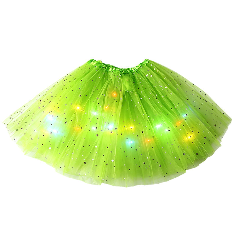 🎁Gonna tutù con paillettes e luci LED, gonna a rete con stelle da principessa per ragazze e adulte