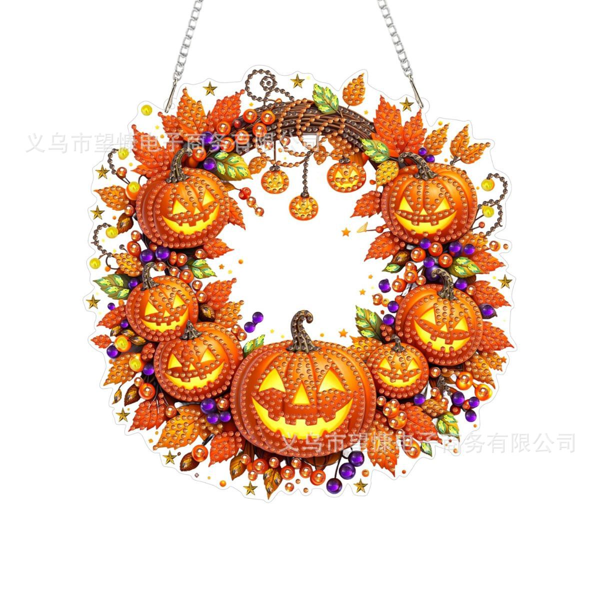 ๐ Autumnal pumpkin wreath with a diamond pattern to hang up โ Complete DIY kit