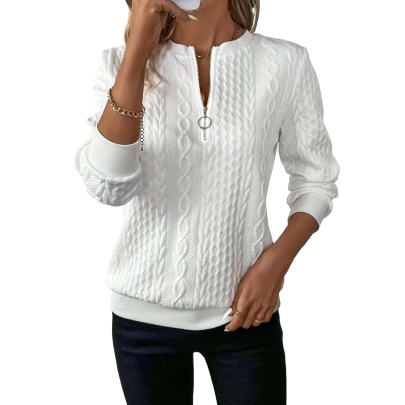 🍂 New Arrival ✨ Women’s Half-Zip Cable Knit Sweater – Elegant Warmth For Everyday Style 🤍