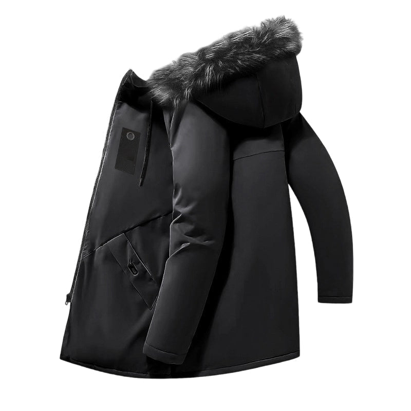 ✨Men's Windproof Hooded Thermal Mid-Length Parka Jacket