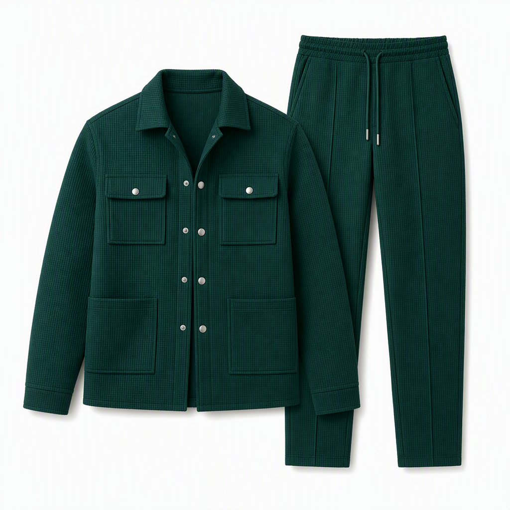 ⏰ 💖Black Friday Mega Deal – 50% off!💖✨Men's Casual Waffle Knit Jacket and Pants Set