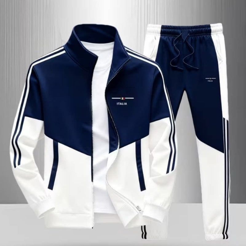 🖤Black Friday Sale:50% OFF🖤 🏃♀️Men's Colorblock Zip-Up Jacket & Drawstring Pants Set