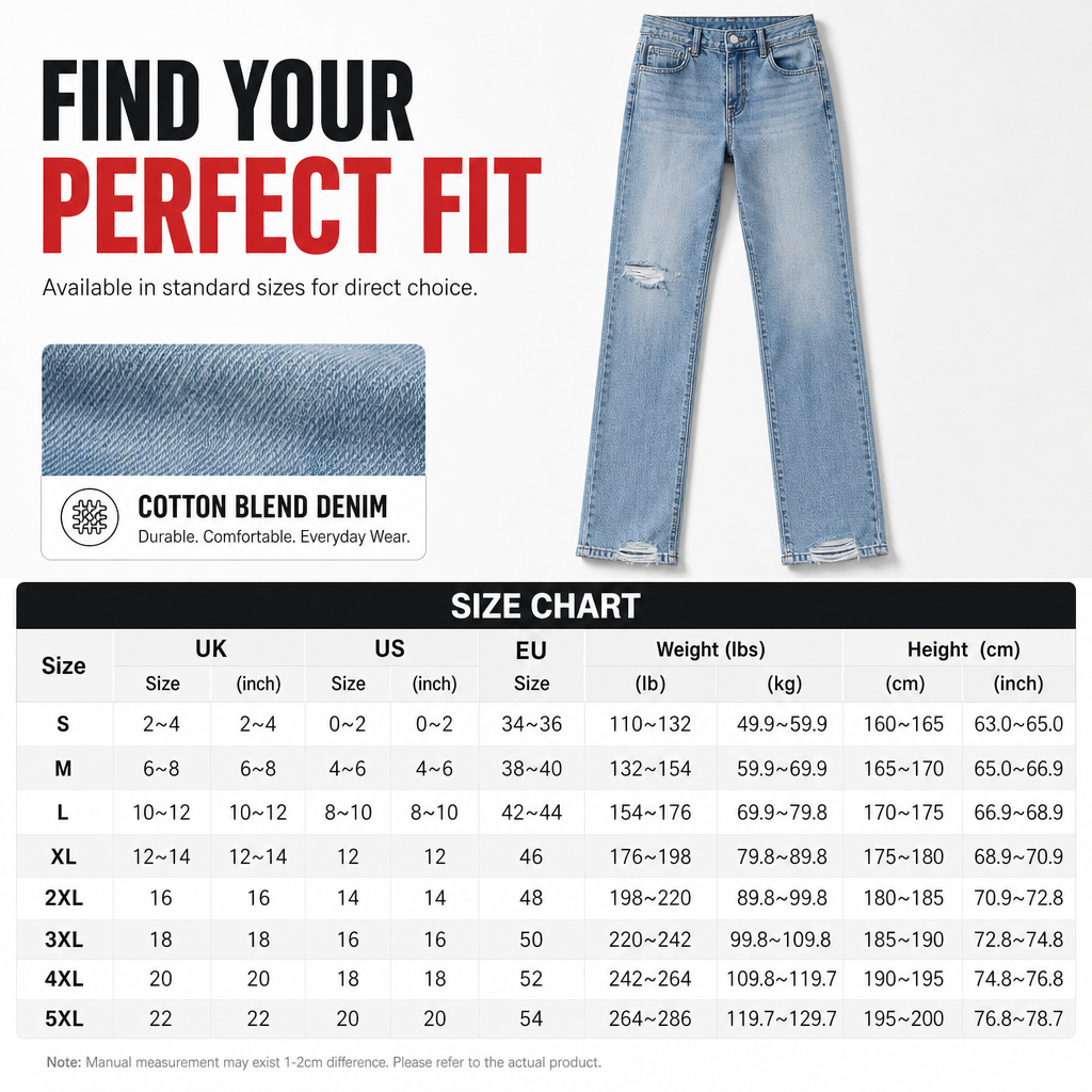 💖Black Friday Mega Deal – 50% off!💖 👖Women's High Waisted Ripped Wide Leg Denim Jeans Distressed Straight Pants