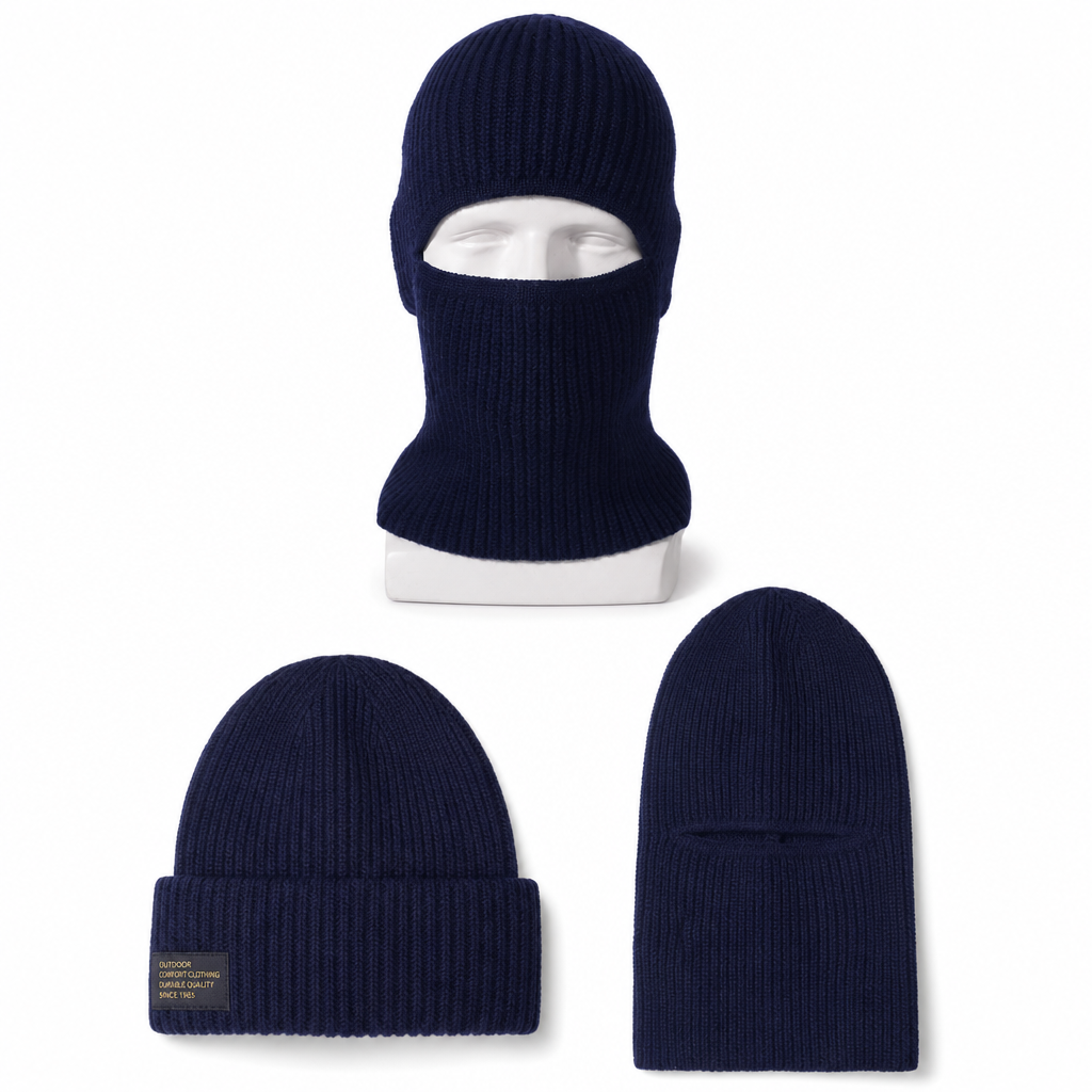 Men Warm Knitted Balaclava Hat Windproof Winter Beanie Cap and Cold Weather Face Mask Hood