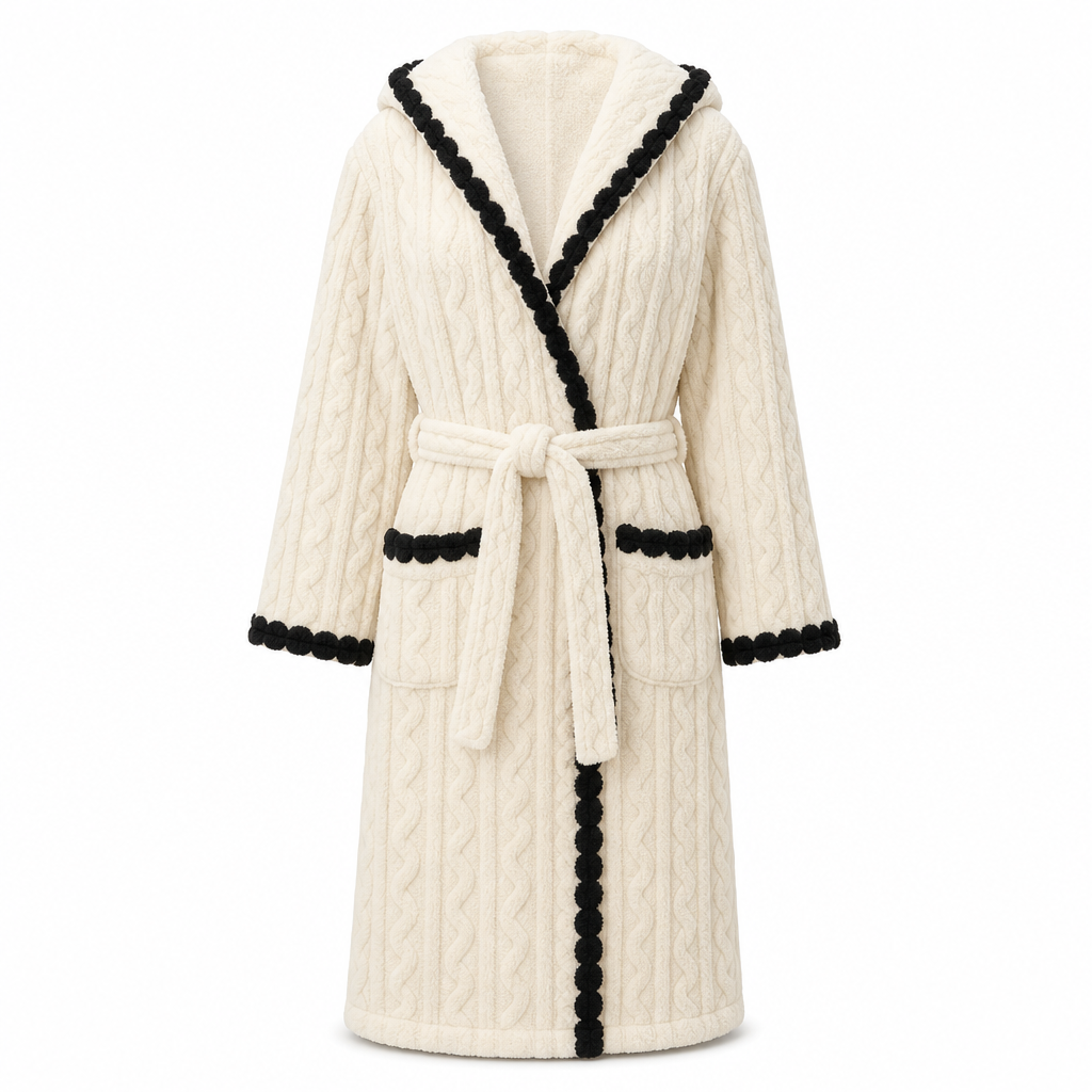 🎀 Thick Long Sleeve Knit Plush Bathrobe