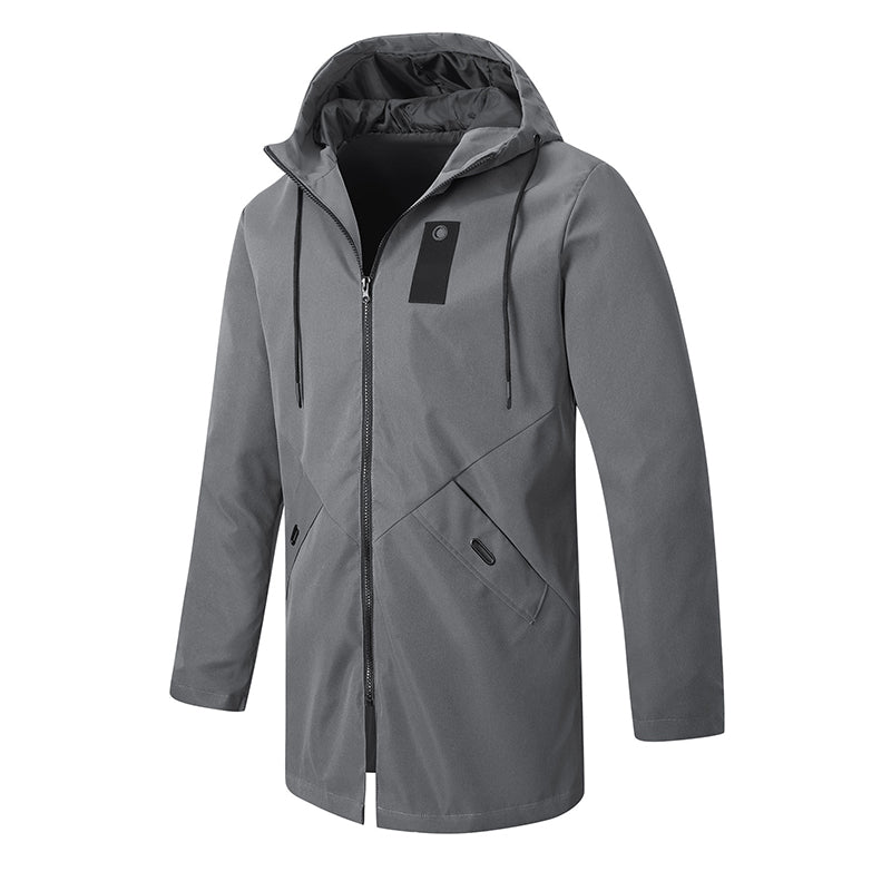 🧥 Balanced Coverage, Wind-Ready Comfort | Men's Mid-Length Hooded Windbreaker Trench