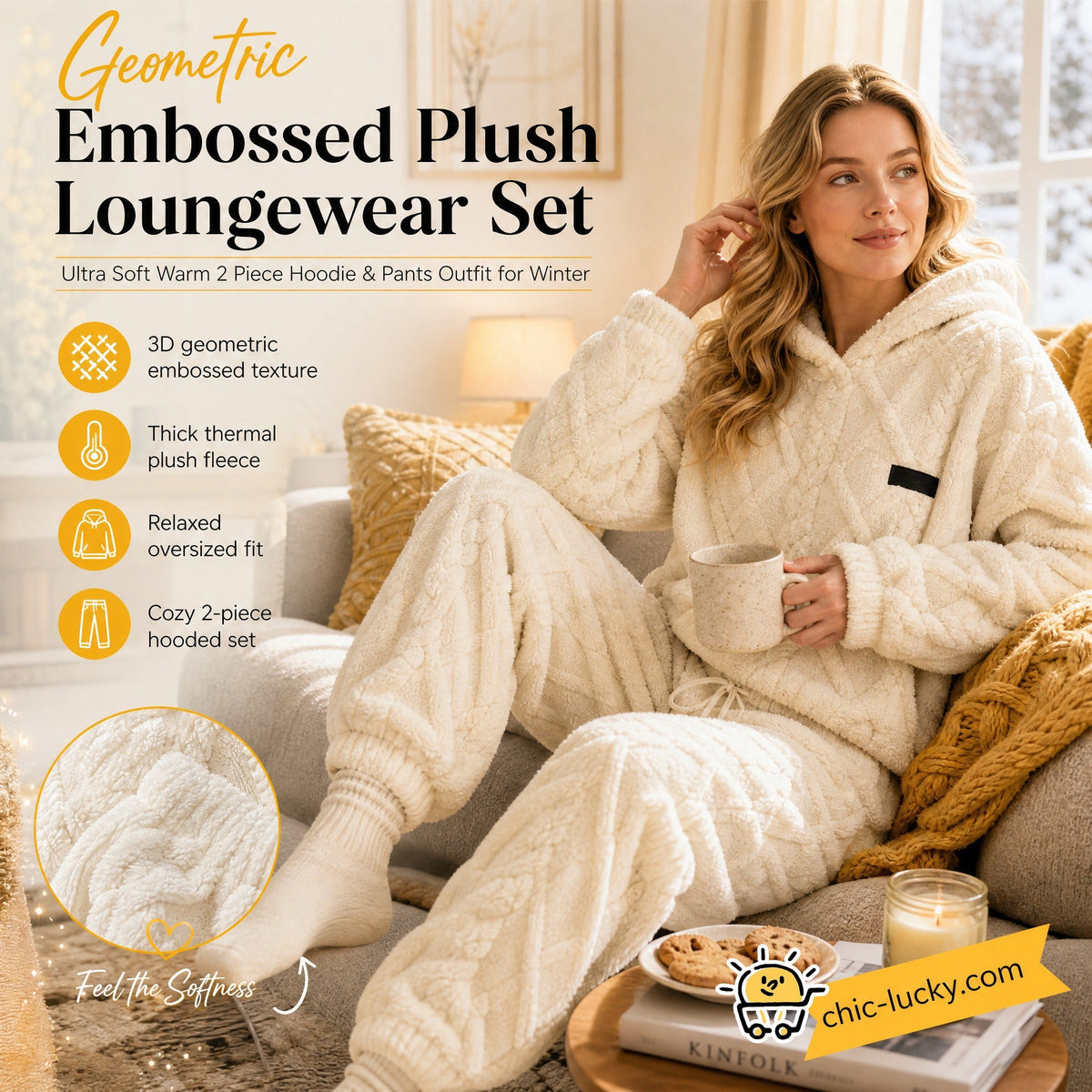 💖Black Friday Mega Deal – 50% off!💖Embossed Geometric Plush Set – Timeless Comfort & Effortless Style For Every Occasion