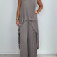 💖LAST DAY SALE 50% OFF💖Laney Pleated Short Sleeve Irregular Midi Top and Elastic Waist Wide Leg Pants Set✨