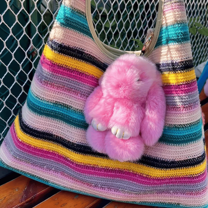 📢📢LIMITED TIME SPECIAL SALE 50% OFF !! ⏰🐰Handmade Soft Bunny PomPom Charms – Fluffy, Cute & Perfect for Bags, Keys & Gifts🎉