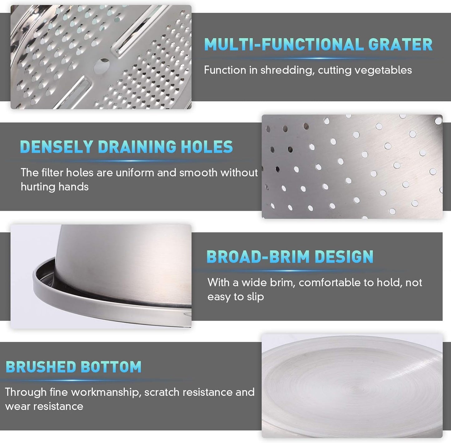 ✨HOT SALE 50% OFF- 🌞🍴German Quality 3-in-1 Stainless Steel Grater Bowl