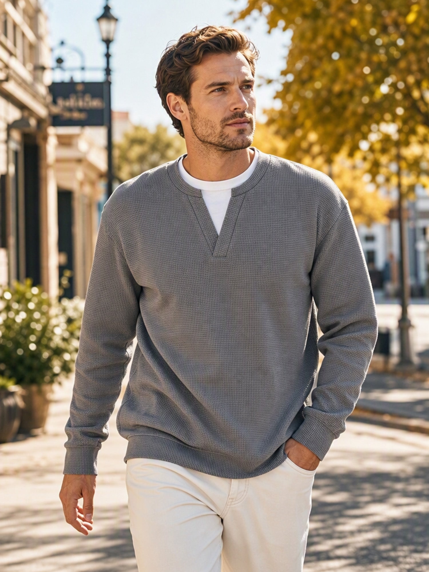 ✨💖Black Friday Mega Deal – 50% off!💖Men's Layered-Look Waffle T-Shirt | Comfortable everyday style with elegant texture 👚