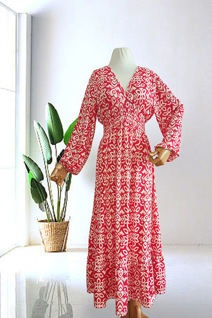 🔥SUMMER SALE 53% OFF 👗New Floral Print V Neck-Long Dress