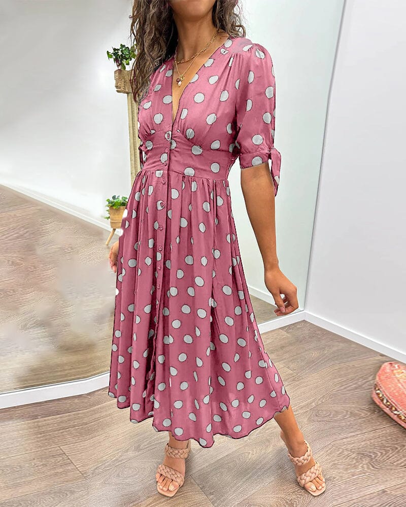 🌷Limited Time 53% OFF💞💃Deep V-neck polka-dot dress