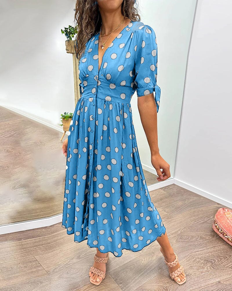 🌷Limited Time 53% OFF💞💃Deep V-neck polka-dot dress