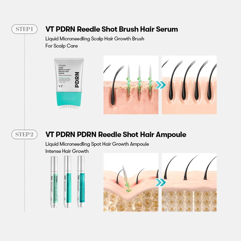 ✨ VT COSMETICS PDRN Reedle Shot Hair Serum Brush – Scalp Care & Root Nourishing Treatment
