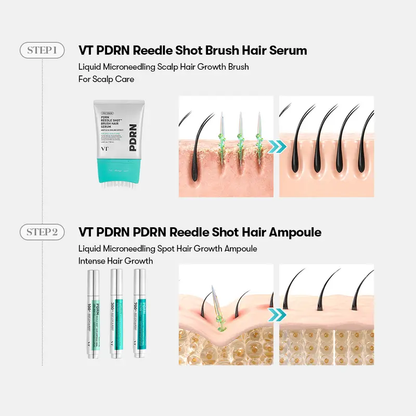 ✨ VT COSMETICS PDRN Reedle Shot Hair Serum Brush – Scalp Care & Root Nourishing Treatment