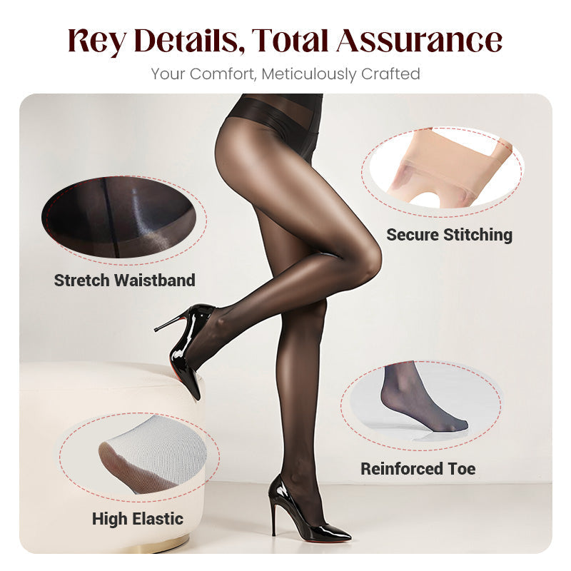 💖 Everyday Comfort 👑 Women's High-Waisted Sheer Shiny Tights – Buy 1 Get 1 Free