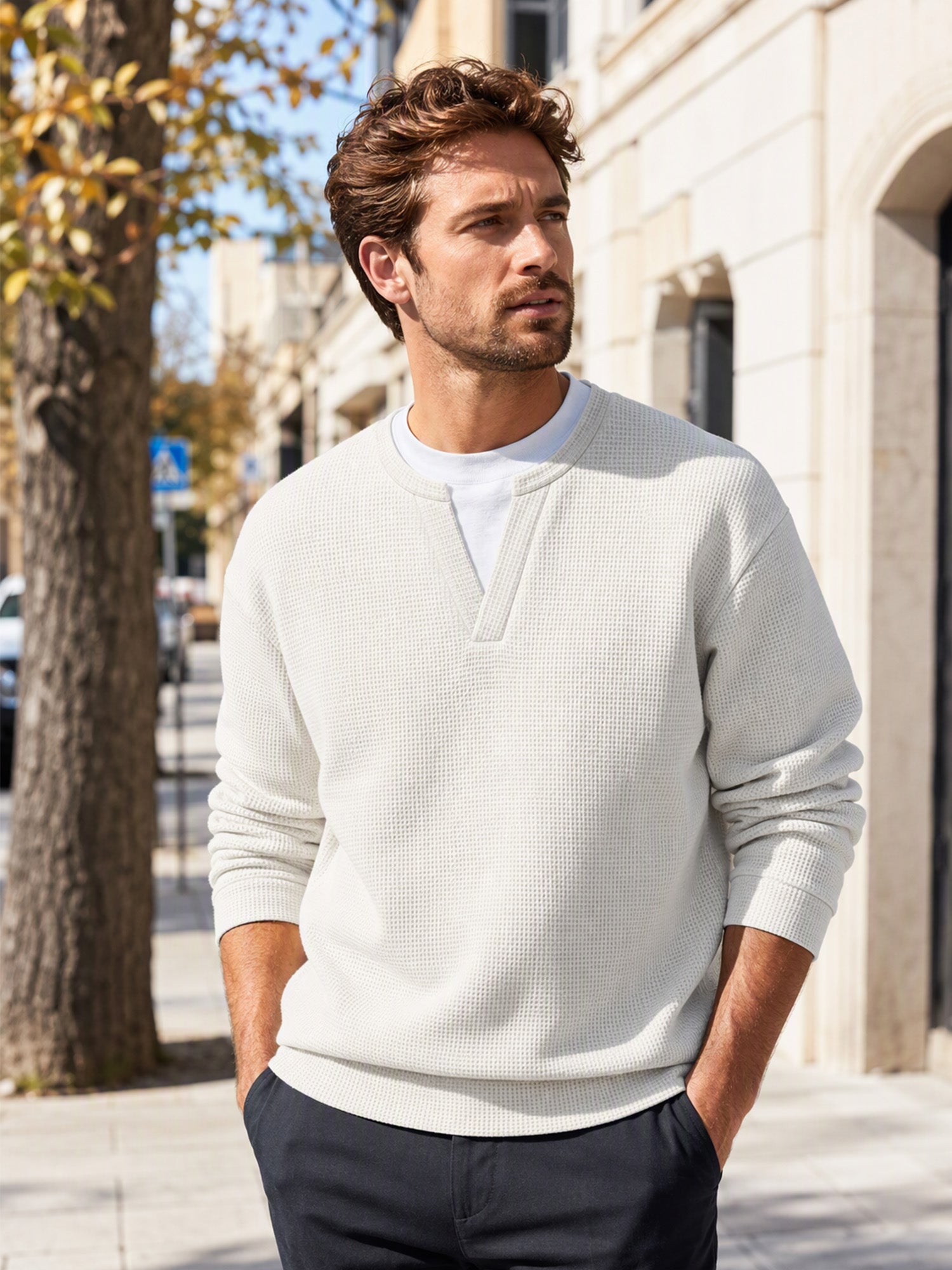 ✨💖Black Friday Mega Deal – 50% off!💖Men's Layered-Look Waffle T-Shirt | Comfortable everyday style with elegant texture 👚