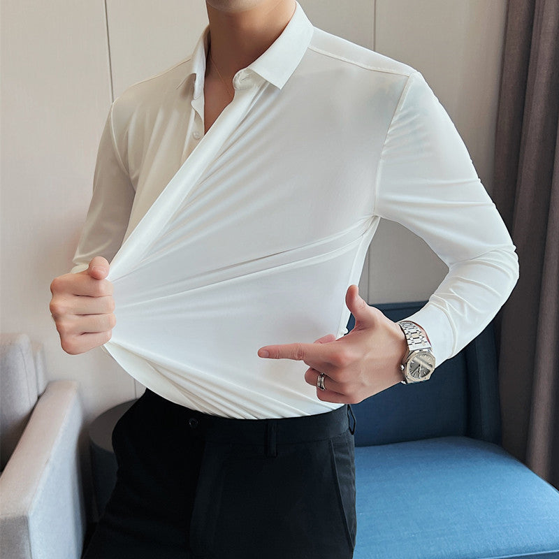 💼Men's Silky Wrinkle Resistant Solid Color Stretch Shirt