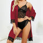 Lace Satin Suspender Nightgown Four-piece Set