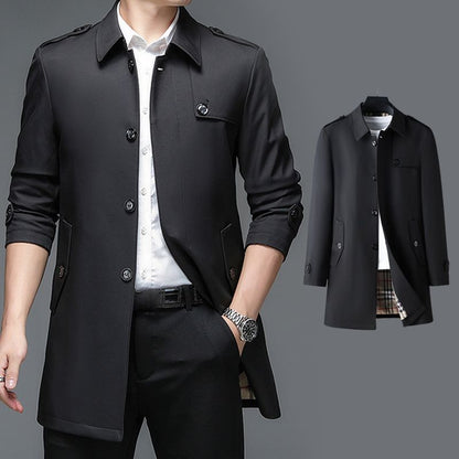 ✨New Arrival✨-Medium-length business style trench coat for men