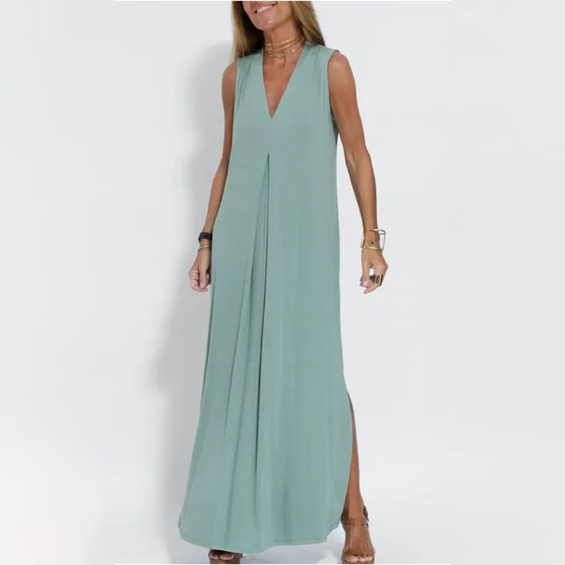 🌷Limited Time 58% OFF💞Sleeveless Deep V-Neck Loose Maxi Dress