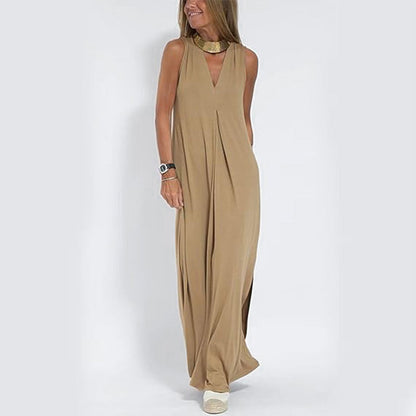 🌷Limited Time 58% OFF💞Sleeveless Deep V-Neck Loose Maxi Dress