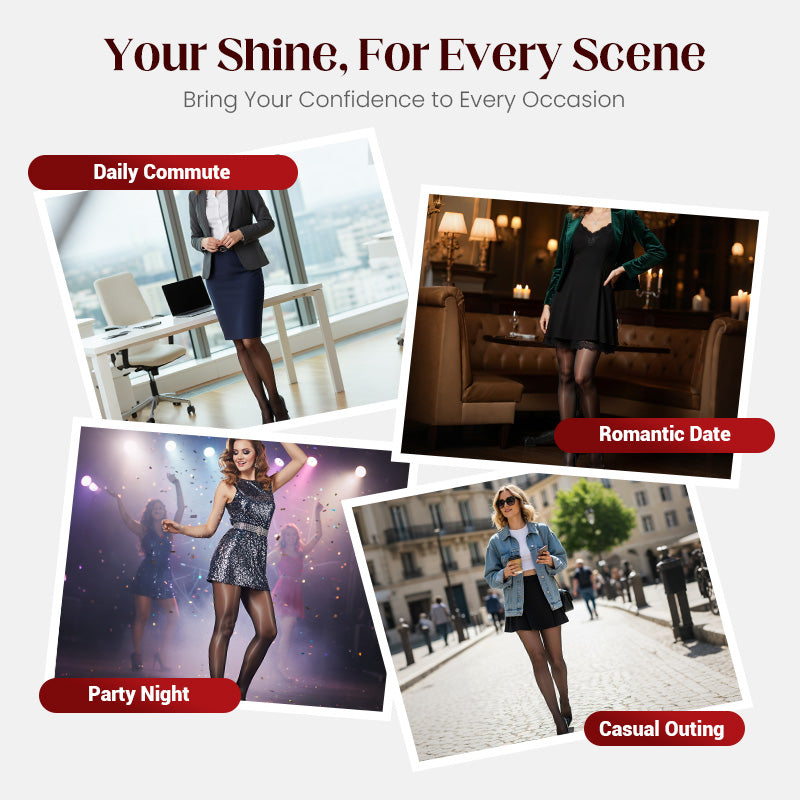 💖 Everyday Comfort 👑 Women's High-Waisted Sheer Shiny Tights – Buy 1 Get 1 Free