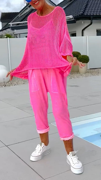 🌸Tuta da donna con stampa di lettere + tuta casual con scollo a V
