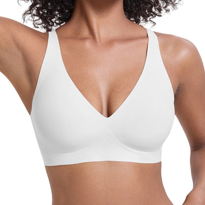 🌷Jelly Wireless Womens Comfortable Wireless Bras Push Up Bralettes Seamless Tshirts Bras Deep V Everyday Bras