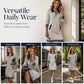 ✨ Striped Detail, Easy Quarter-Zip Style | Women's Collared Pocket Dress