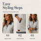 ✨ Striped Detail, Easy Quarter-Zip Style | Women's Collared Pocket Dress