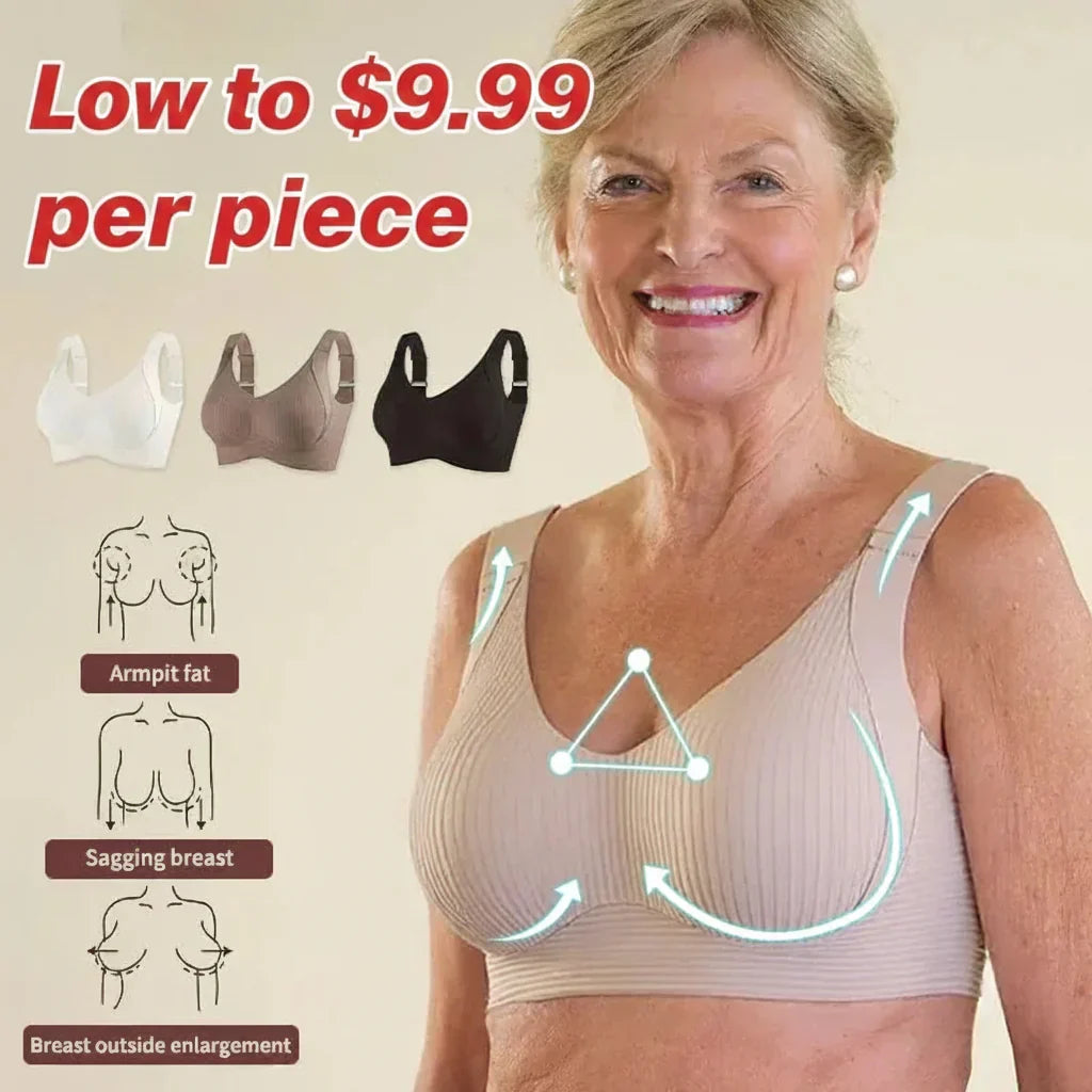 ⏰Last Day Sale 50% OFF 🎁Subtle Striped Seamless Bra W-Support Wireless Comfort Bra