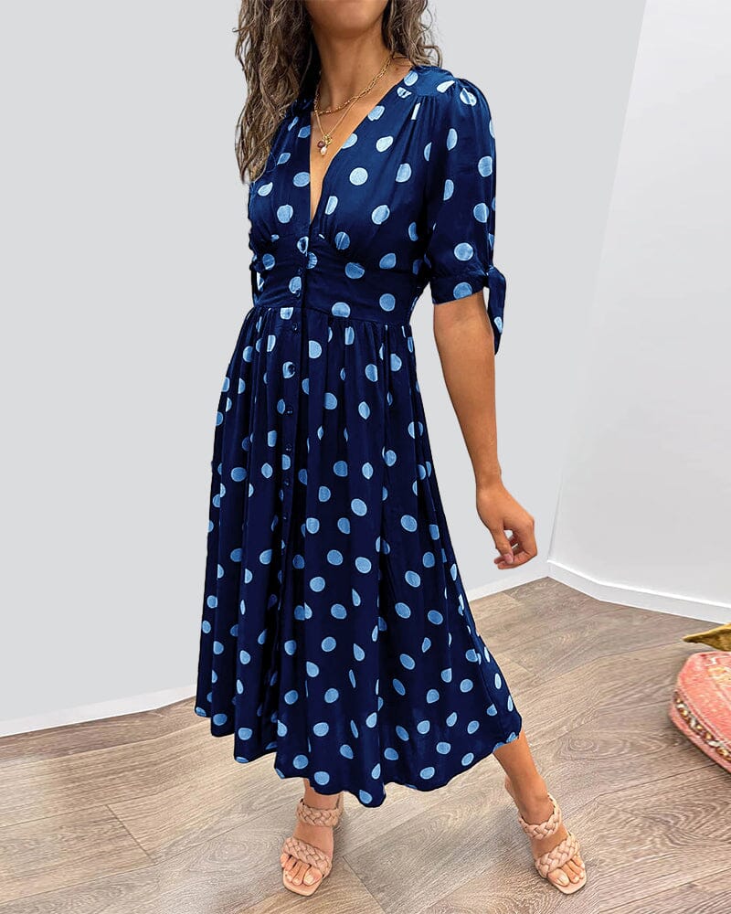 🌷Limited Time 53% OFF💞💃Deep V-neck polka-dot dress