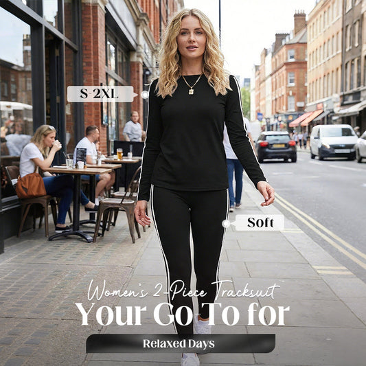 🖤 Women's 2-Piece Long Sleeve Tracksuit Set – Minimalist Design, Easy to Style ✨