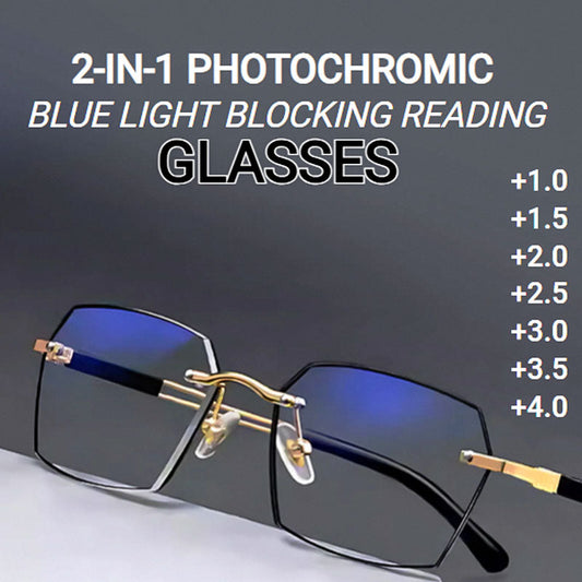 2-in-1 Photochromic Blue Light Blocking Reading Glasses